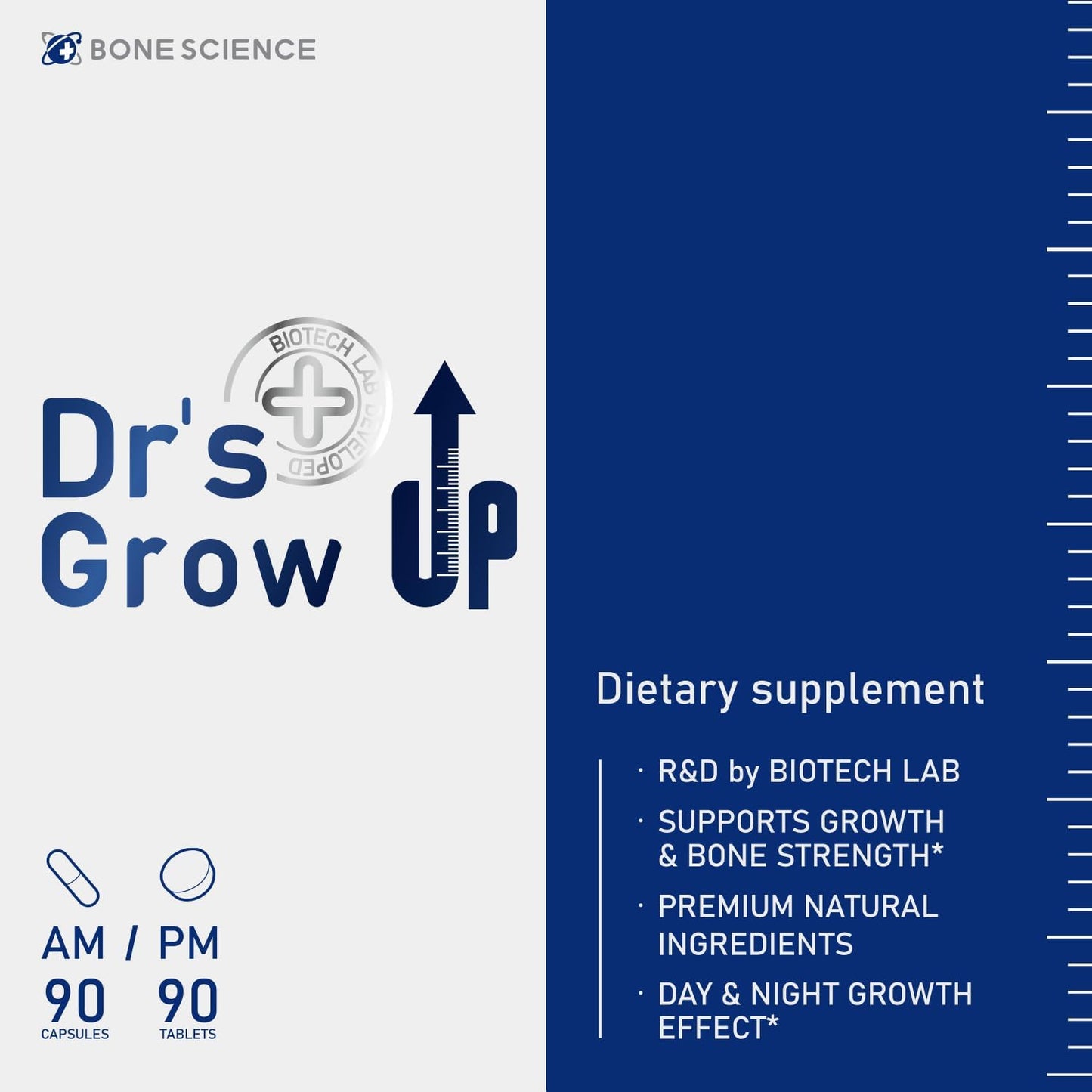 BONE SCIENCE Dr’s Grow UP AM & PM Bone and Growth for Kids and Teens, Day and Night System, Daily Formula with Highly Absorbable Essential Minerals, Vitamin D3 and K2 (MK-7) - PrimeBioHealth - canada supplements