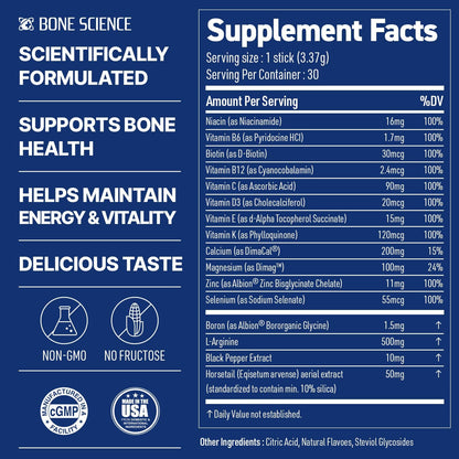 BONE SCIENCE Primeheight Multivitamin Powder for Kids & Teens, Bone & Immune Support, Sugar-Free Peach Flavor, 16 Key Nutrients, Easy Drink Mix, 30 Sticks - PrimeBioHealth - canada supplements