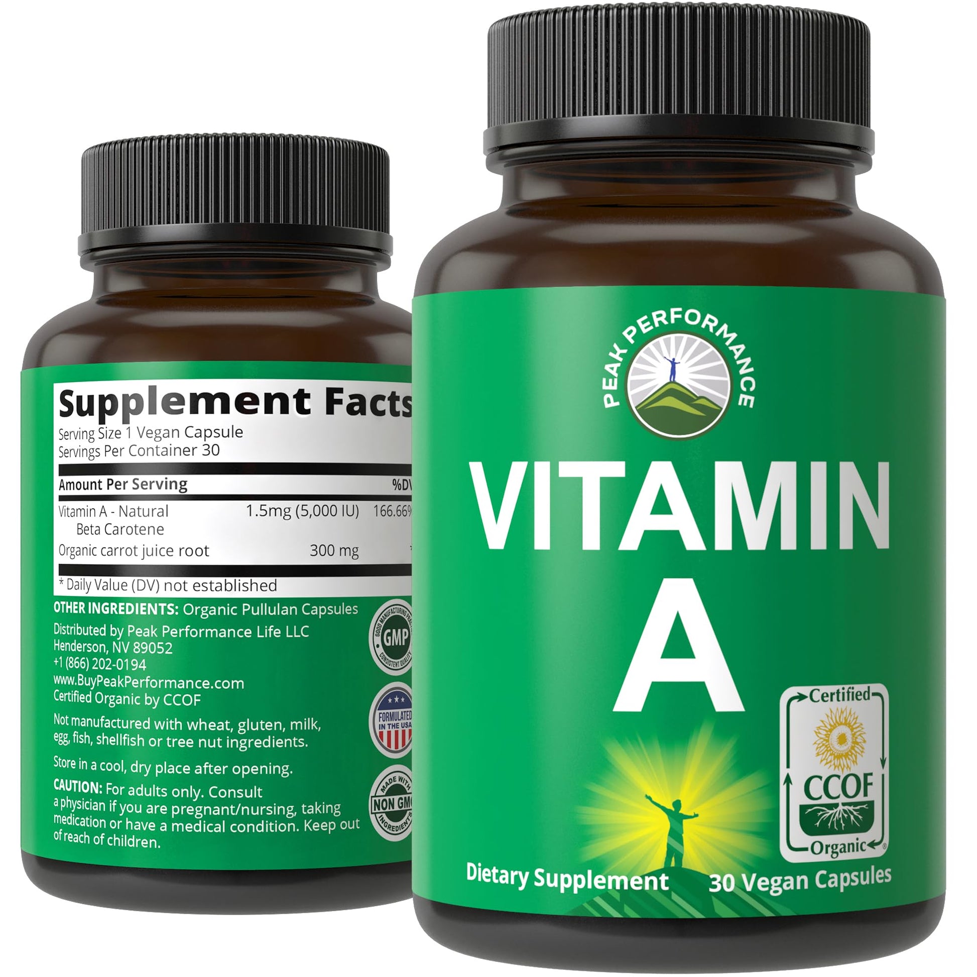 Certified Organic Vitamin A 5000 IU Supplement Capsules - High Potency Vitamins - for Adults, Men, Women, Kids - Made with Carrot Juice - Great for Immune, Skin, Eye Support - Non GMO, Vegan Pills - PrimeBioHealth - canada supplements