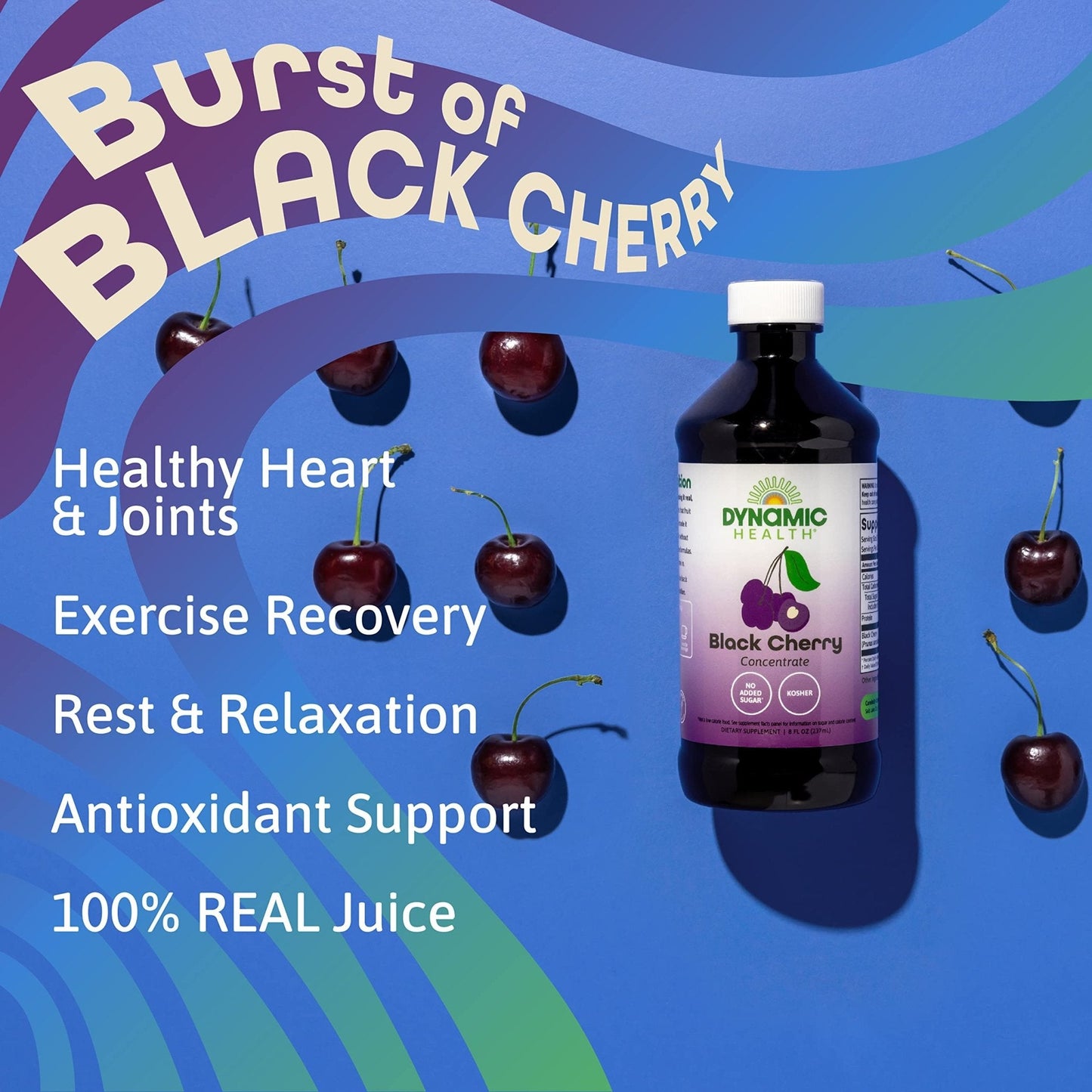 Dynamic Health 100% Pure Black Cherry Juice Concentrate, No Additives, Antioxidant Supplement, Urinary Tract & Joint Support, 16 Fl oz - PrimeBioHealth - canada supplements