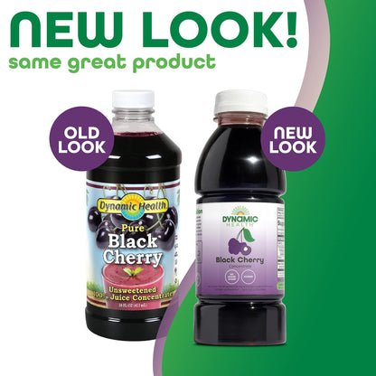Dynamic Health 100% Pure Black Cherry Juice Concentrate, No Additives, Antioxidant Supplement, Urinary Tract & Joint Support, 16 Fl oz - PrimeBioHealth - canada supplements
