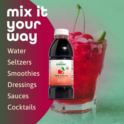 Dynamic Health Organic Tart Cherry Juice, Unsweetened 100% Juice Concentrate, Antioxidants Supplement, No Sweeteners or Additives, Vegan, Gluten Free, BPA Free (32oz) - PrimeBioHealth - canada supplements