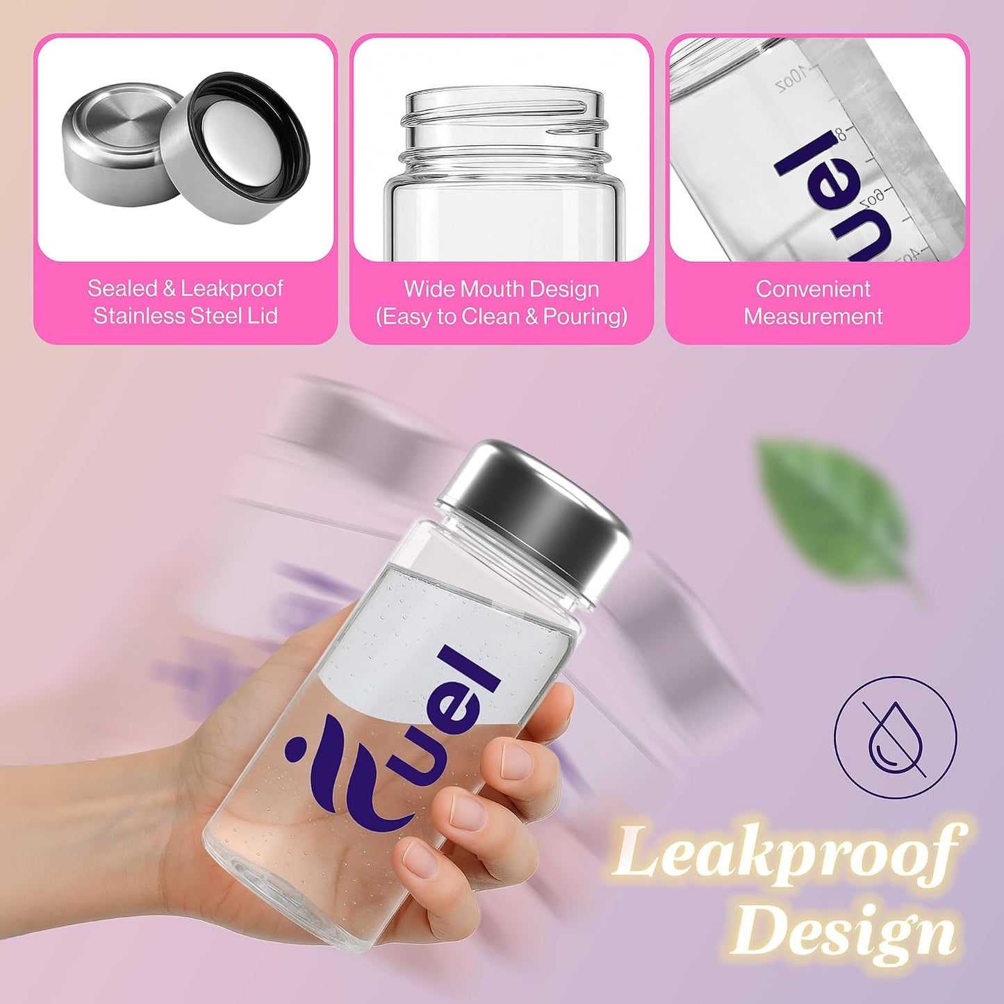 Fuel Protein Shaker Bottle with Metal Lid, Sports Water Bottle, Leak Proof Plastic Water Bottles BPA Free, Reusable, Dishwasher Safe, Perfect for Travel, School, Outdoors, Gym and Fitness Sports - PrimeBioHealth - canada supplements