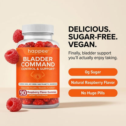 Happee Bladder Control Gummies Supplement Women & Men, Day & Night 90 ct | Daily Bladder Support & Urinary Tract Health, 4-in-1 Pumpkin Seed Extract & Soy Germ, 90 Berry Gummies - PrimeBioHealth - canada supplements