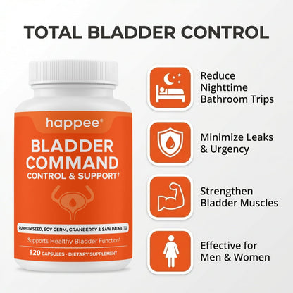 Happee Bladder Control Supplement for Women & Men - Pumpkin Seed Extract, Soy Germ, Saw Palmetto & Cranberry Blend - Bladder Support for Urinary Frequency, Leaks & Urgency - 60 Capsules - PrimeBioHealth - canada supplements