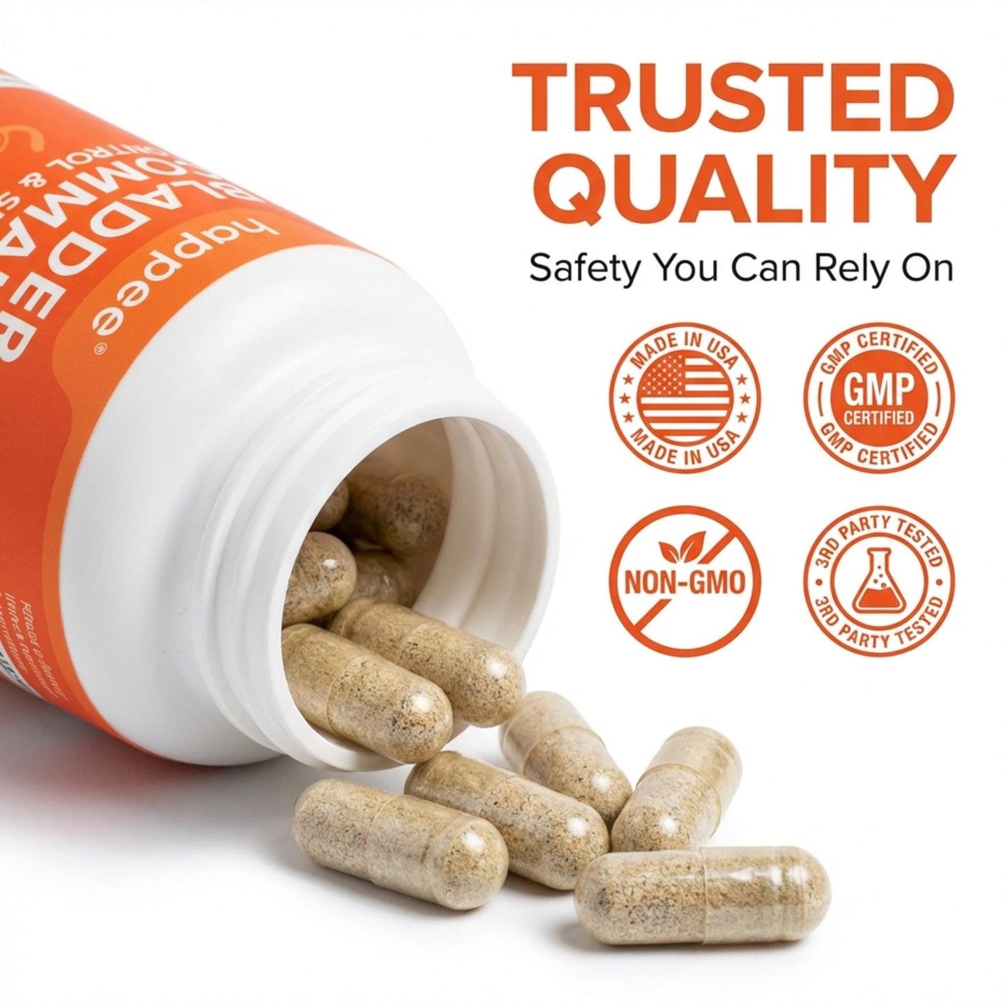 Happee Bladder Control Supplement for Women & Men - Pumpkin Seed Extract, Soy Germ, Saw Palmetto & Cranberry Blend - Bladder Support for Urinary Frequency, Leaks & Urgency - 60 Capsules - PrimeBioHealth - canada supplements