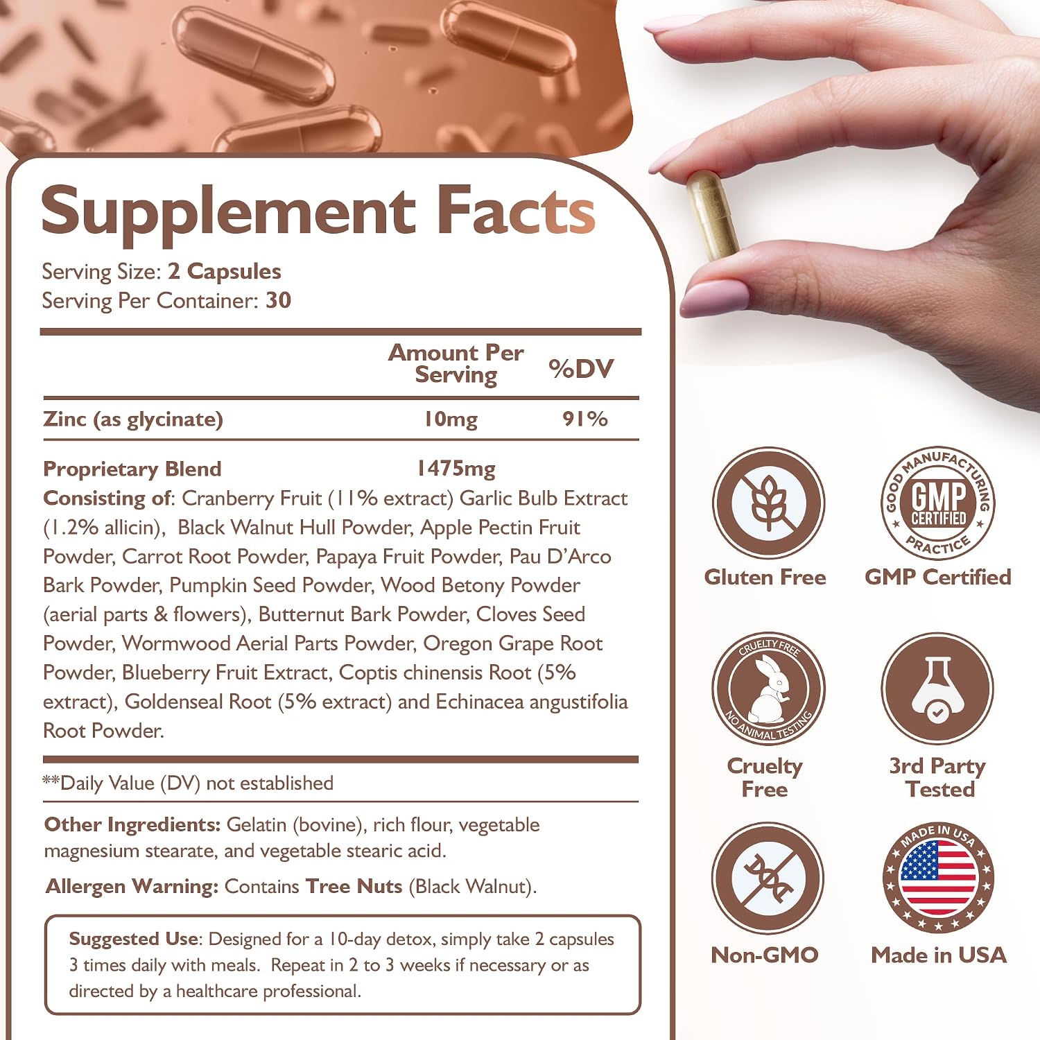Happee ParaComplex Intestinal Guard for Humans - para Purge Herbal Cleanse for Gut Health & Digestive Balance - with Wormwood, Black Walnut, Garlic & More - 60 Capsules - PrimeBioHealth - canada supplements