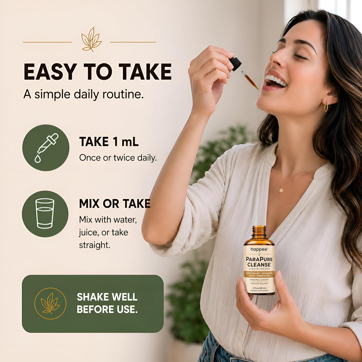 Happee ParaPure Cleanse for Humans Wormwood Black Walnut Clove 2 Fl. Oz | All-in-One Herbal Liquid Drops - Detox Support, Intestinal Guard, Gut Health & Microbiome Support, 60 Day Supply - PrimeBioHealth - canada supplements