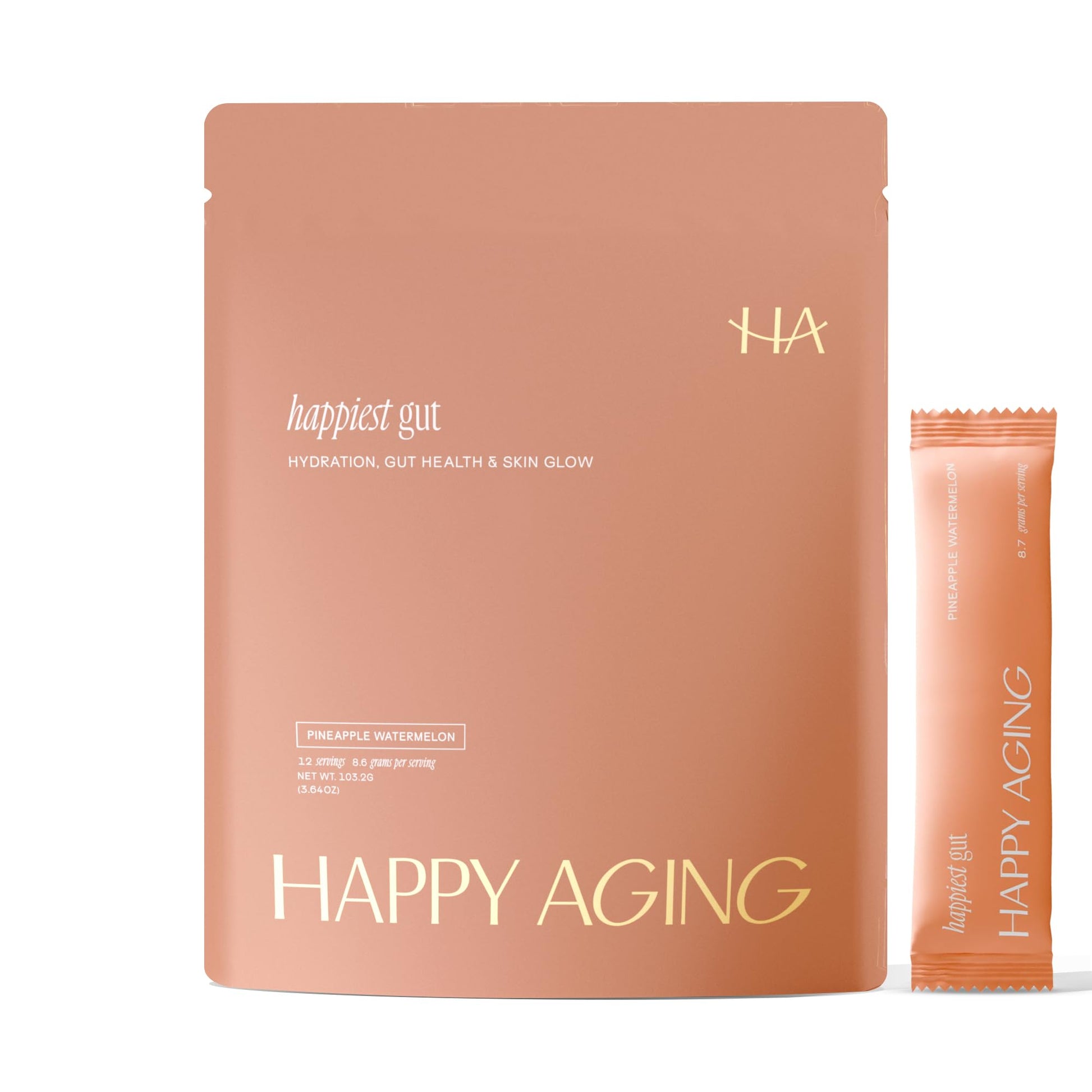 Happy Aging Electrolytes Powder Packets for Women - Sugar Free Hydration & Gut Health with Hyaluronic Acid & Bacillus Subtilis DE111 Probiotics - Dual Prebiotic System for Skin Beauty - PrimeBioHealth - canada supplements