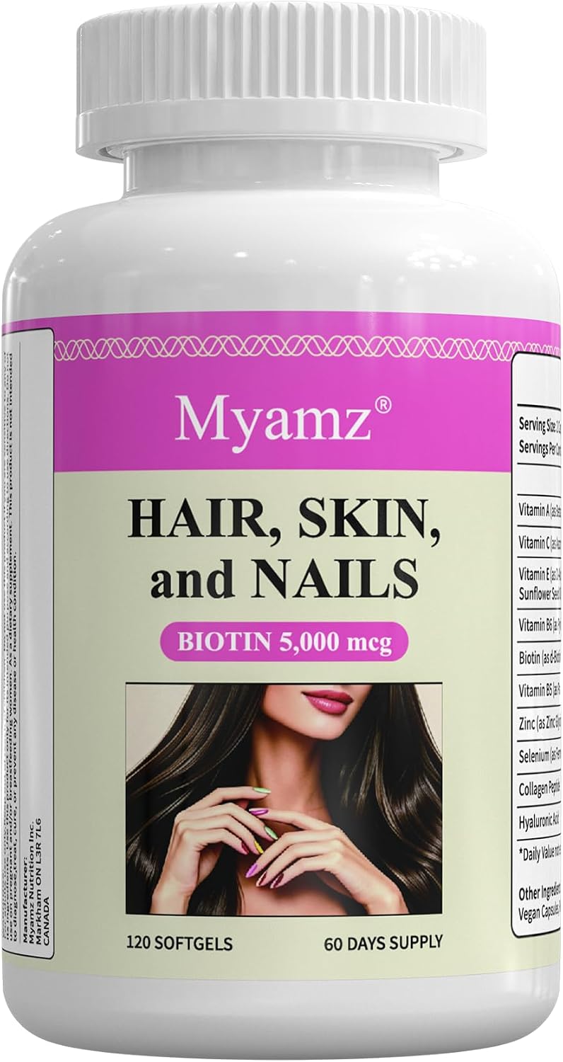 Healthy Hair Skin & Nails Supplement with Vitamin & Zinc – Beauty Wellness Complex for Women & Men – Supports Stronger Nails, Shinier Hair & Radiant Complexion 120 Capsules - PrimeBioHealth - canada supplements