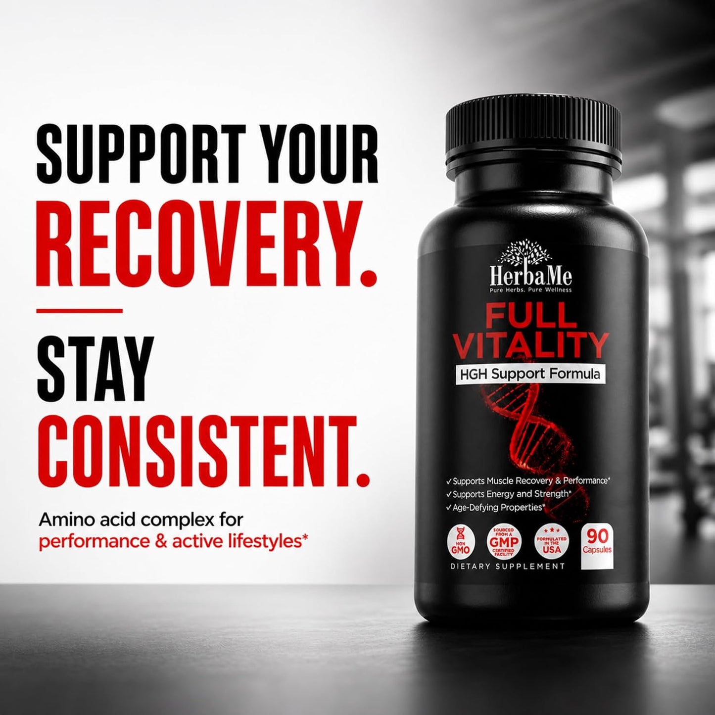 HerbaMe HGH Support Supplement for Men & Women, 90 Capsules – Naturally Supports Human Growth Hormone, Amino Acid Complex with Arginine & Colostrum – Supports Nighttime Recovery, Energy & Performance - PrimeBioHealth - canada supplements