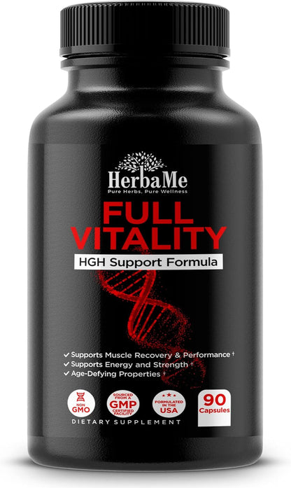 HerbaMe HGH Support Supplement for Men & Women, 90 Capsules – Naturally Supports Human Growth Hormone, Amino Acid Complex with Arginine & Colostrum – Supports Nighttime Recovery, Energy & Performance - PrimeBioHealth - canada supplements