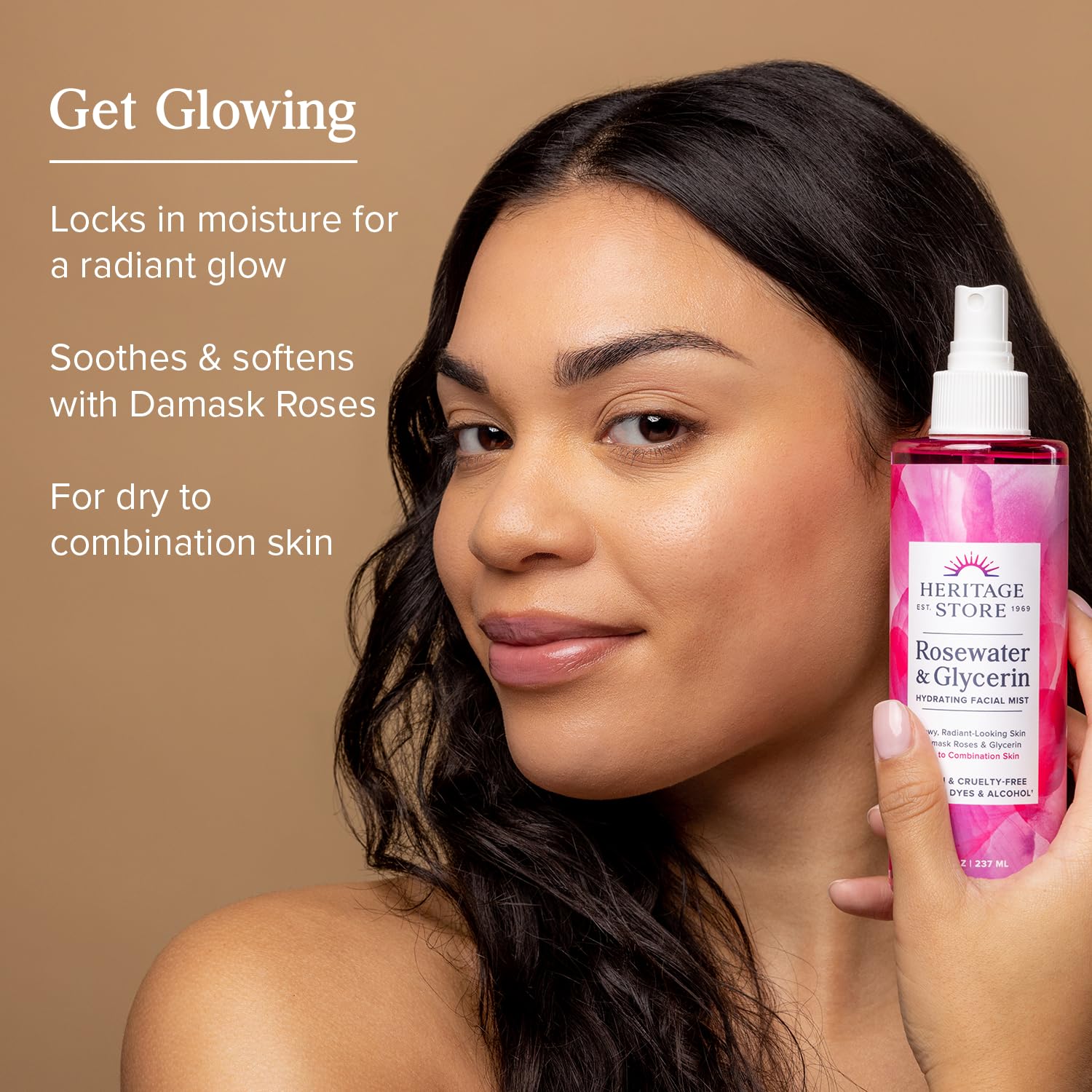 HERITAGE STORE Rosewater & Glycerin 2-pack - Hydrating Facial Mist - Dry Combination Skin Care - Rose Water Spray with Vegetable Glycerine - Made Without Dyes or Alcohol, Hypoallergenic, Vegan, 8oz ea - PrimeBioHealth - canada supplements