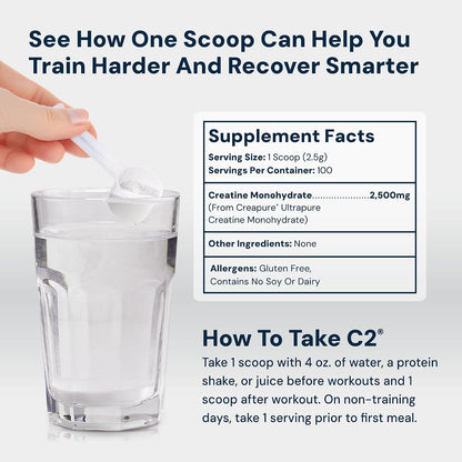 HPN C2 Creatine Monohydrate for Performance, Recovery, Strength, Working Out, Vegan, Non-GMO, Dairy and Soy Free, Independently Tested, Ultrapure Premium Creapure (100 Servings) - PrimeBioHealth - canada supplements
