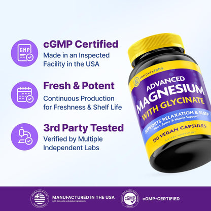 InnovixLabs Advanced Magnesium Capsules - 150 Ct, 210 mg - Chelated Glycinate and Malate - High Absorption, Promotes Relaxation, Bones, Muscle Health, Vegan Malate Sleep Supplement - PrimeBioHealth - canada supplements