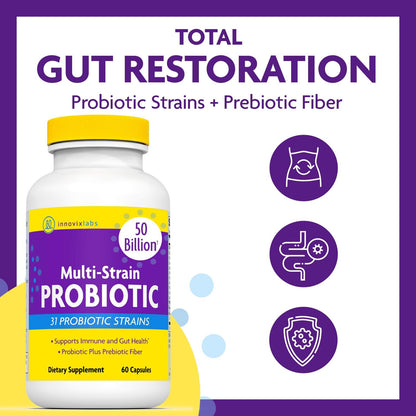 InnovixLabs Choline & Multi Probiotic Bundle Choline Bitartrate 550mg (100 Capsules) Multi Strain Probiotics (60 Capsules). Supports Memory, Mood, Brain Health & Boost Cognitive.* - PrimeBioHealth - canada supplements
