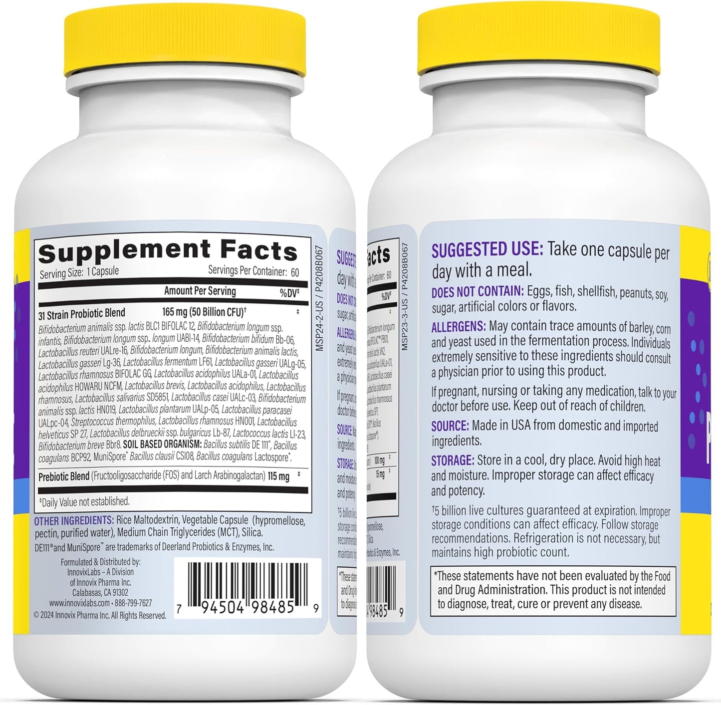 InnovixLabs Multi Strain Probiotics for Women & Men, 50 Billion CFU, 31 Probiotic Strains + Prebiotic Fiber, Helps Supports Immune & Gut Health, Non-GMO Probiotics for Digestive Health, 60-Day Supply - PrimeBioHealth - canada supplements