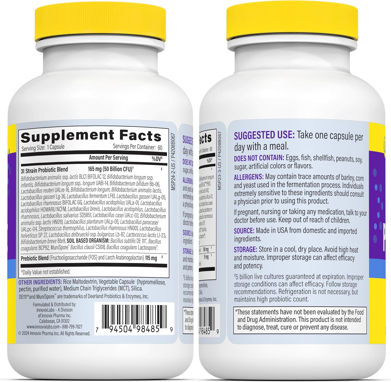 InnovixLabs Multi Strain Probiotics for Women & Men, 50 Billion CFU, 31 Probiotic Strains + Prebiotic Fiber, Helps Supports Immune & Gut Health, Non-GMO Probiotics for Digestive Health, 60-Day Supply - PrimeBioHealth - canada supplements