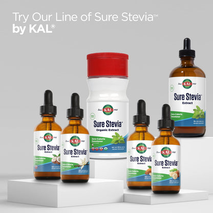 KAL Sure Stevia Extract Powder, Low Carb, Plant Based Stevia Sweetener, Great Taste, Zero Calories, Zero Sugar, Low Glycemic & Perfect for a Keto Diet, 60-Day Guarantee, Approx. 1820 Servings, 3.5oz - PrimeBioHealth - canada supplements