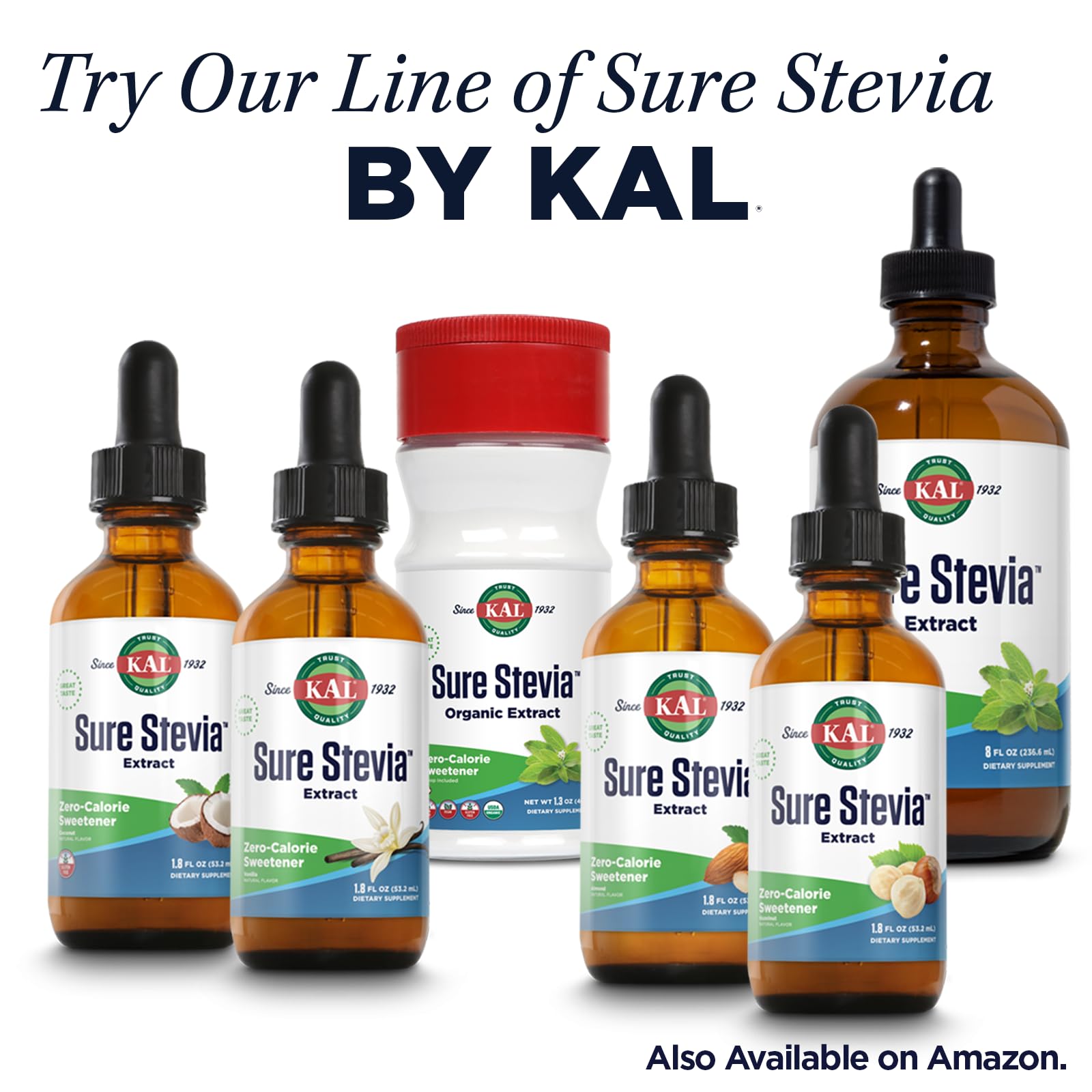 KAL Sure Stevia Extract Powder, Low Carb, Plant Based Stevia Sweetener, Great Taste, Zero Calories, Zero Sugar, Low Glycemic & Perfect for a Keto Diet, 60-Day Guarantee, Approx. 1820 Servings, 3.5oz - PrimeBioHealth - canada supplements