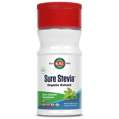 KAL Sure Stevia Extract Powder, Low Carb, Plant Based Stevia Sweetener, Great Taste, Zero Calories, Zero Sugar, Low Glycemic & Perfect for a Keto Diet, 60-Day Guarantee, Approx. 1820 Servings, 3.5oz - PrimeBioHealth - canada supplements