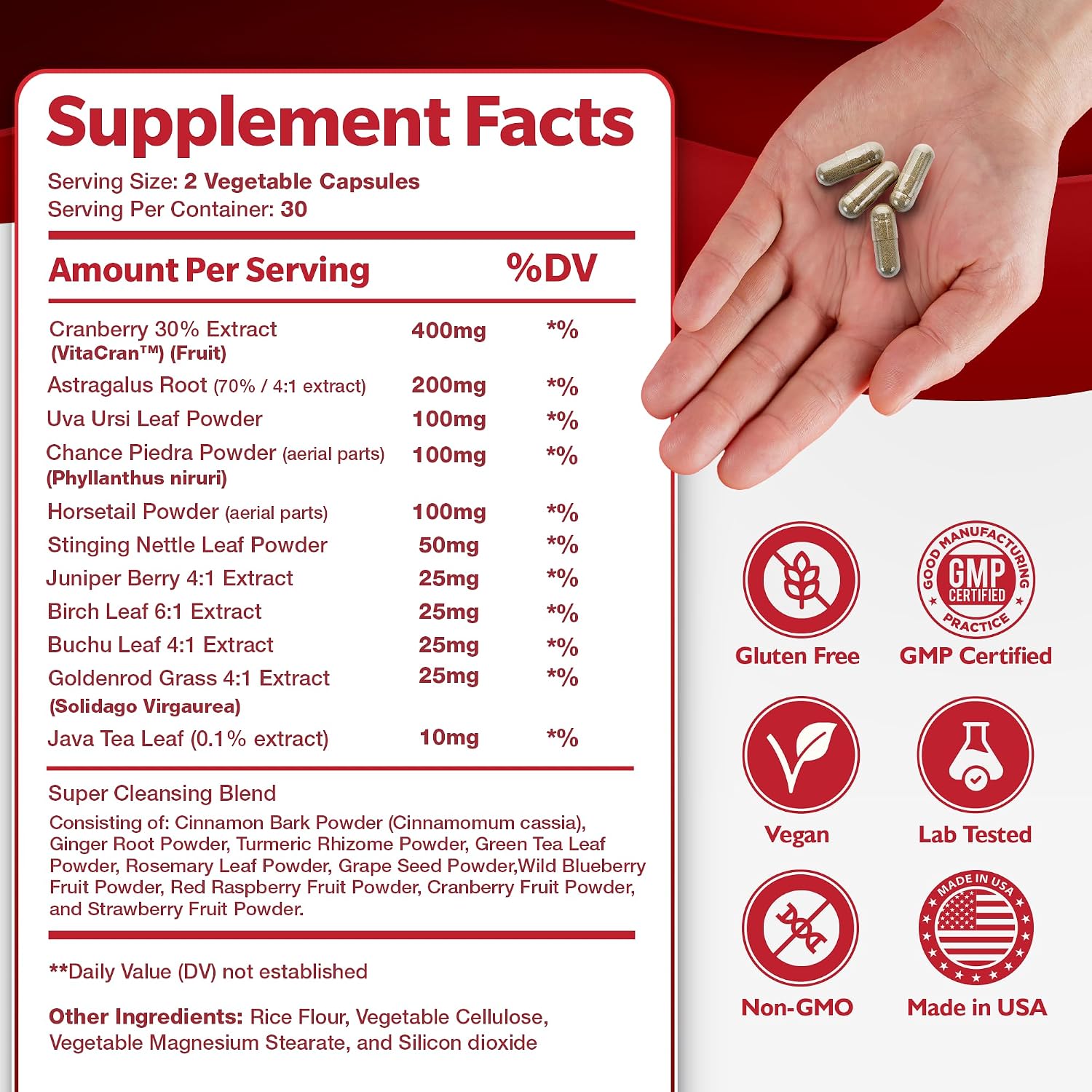 Kidney Cleanse Detox & Repair Formula – Natural Kidney Support Supplement with Cranberry & 21 Herbs for Renal, Bladder, & Urinary Tract Health – Flush Toxins & Renew - 60 Capsules - PrimeBioHealth - canada supplements