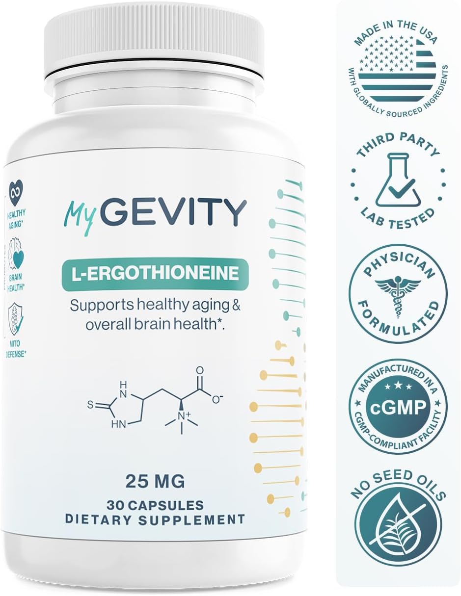 L-Ergothioneine Supplement 25mg – Fermentation-Based 99.9%+ Purity – Physician Formulated Antioxidant for Brain, Heart & Longevity – Vegan, Non-GMO, No Seed Oils, GMP USA – 30 Capsules - PrimeBioHealth - canada supplements