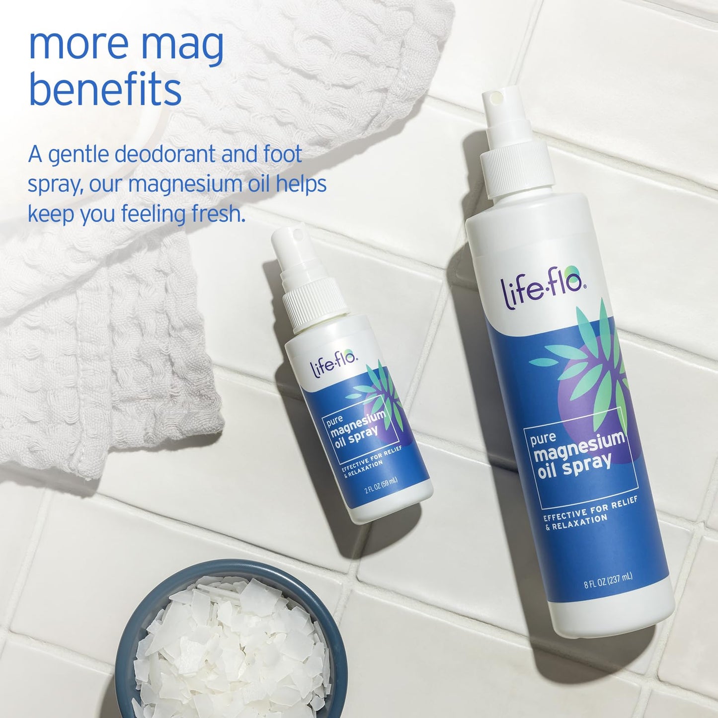 LIFE-FLO Magnesium Oil for Feet and Body - Topical Magnesium Spray Soothes Muscles, Joints When Massaged Into the Skin - Doubles as a Deodorant Spray or Bath Oil, Hypoallergenic, 8 Fl Oz - PrimeBioHealth - canada supplements