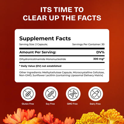 Liposomal NMNH Supplement 300mg – Boosts NAD Anti-Aging, Energy & Focus – NMM Capsules Alternative to for Cellular Vitality – Third-Party Tested, 60 Vegan Capsules | 1 Pack - PrimeBioHealth - canada supplements
