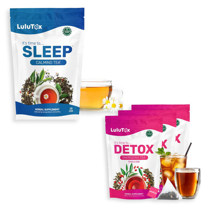 Lulutox Herbal Tea Bundle – Chamomile Lavender Herbal Tea (28 Tea Bags) & Peach Herbal Tea (84 Servings) – Caffeine-Free Herbal Tea Variety Pack - PrimeBioHealth - canada supplements