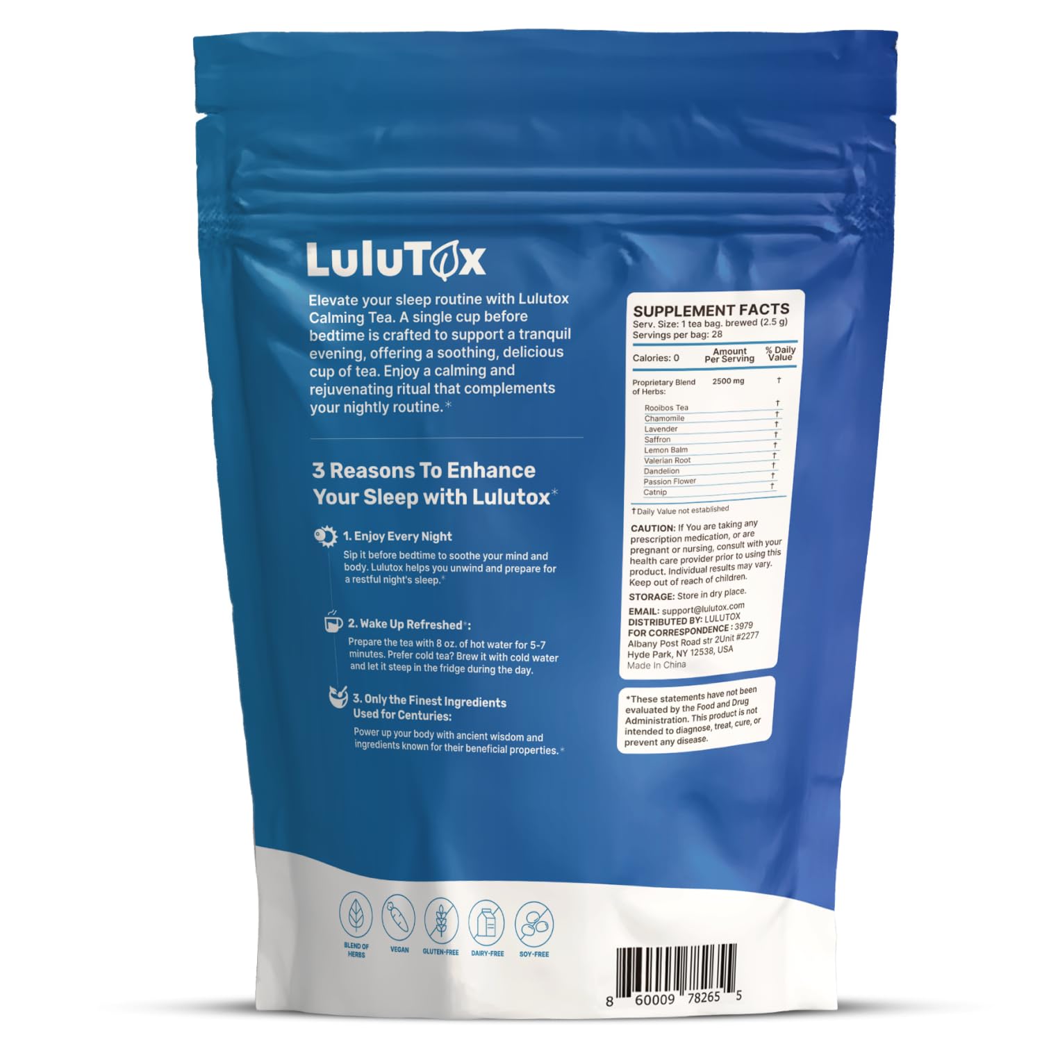 Lulutox Sleep Tea, Cortisol Calming Tea with Chamomile, Lavender, Valerian Root & Saffron, Stress Relief & Anxiety Bedtime Tea for Deep Sleep & Hormone Balance, 28 Caffeine Free Pyramid Tea Bags - PrimeBioHealth - canada supplements