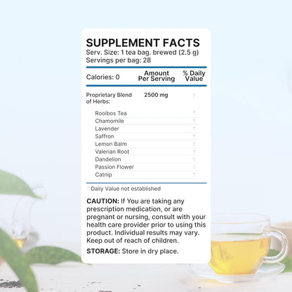 Lulutox Sleep Tea, Cortisol Calming Tea with Chamomile, Lavender, Valerian Root & Saffron, Stress Relief & Anxiety Bedtime Tea for Deep Sleep & Hormone Balance, 28 Caffeine Free Pyramid Tea Bags - PrimeBioHealth - canada supplements