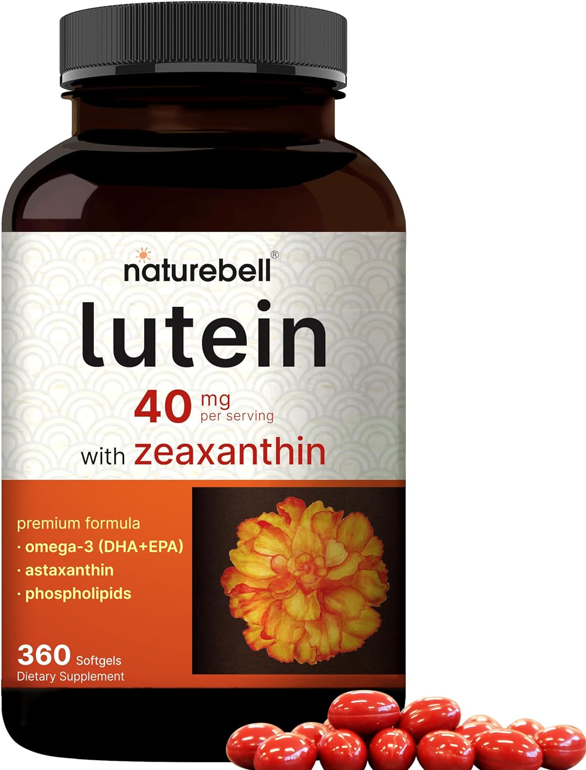 Lutein 40mg + Zeaxanthin 1,600mcg, 360 Softgels | 4-in-1 Formula with Astaxanthin, Omega-3 & Phospholipids | Marigold Flower Extract | Supports Eye, Brain & Vision Health | Non-GMO, Gluten Free - PrimeBioHealth - canada supplements