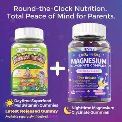 Magnesium Glycinate Gummies for Adults & Kids 4+, Sugar Free Magnesium Bisglycinate Supplement 400/200mg with B6D3, L-Theanine for Sleep & Relaxation, Brain, Muscle, Melatonin Free Gummies,1Pack - PrimeBioHealth - canada supplements