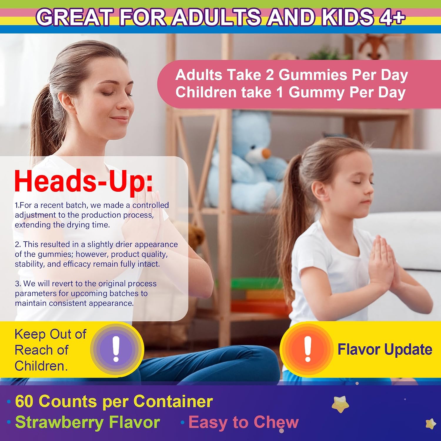 Magnesium Glycinate Gummies for Adults & Kids 4+, Sugar Free Magnesium Bisglycinate Supplement 400/200mg with B6D3, L-Theanine for Sleep & Relaxation, Brain, Muscle, Melatonin Free Gummies,2Pack - PrimeBioHealth - canada supplements