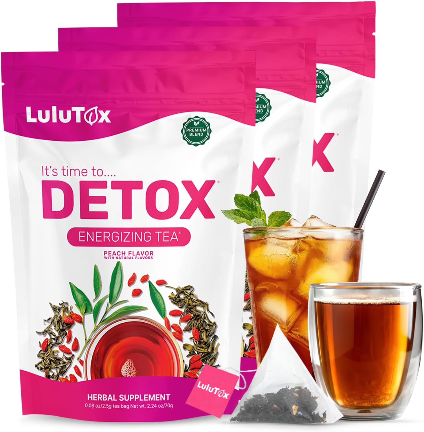 Menopause Daily Support (90 Capsules) + Lulutox Peach Herbal Tea 3-Pack (84 Servings) | Women’s Wellness Bundle for Daily Routine - PrimeBioHealth - canada supplements