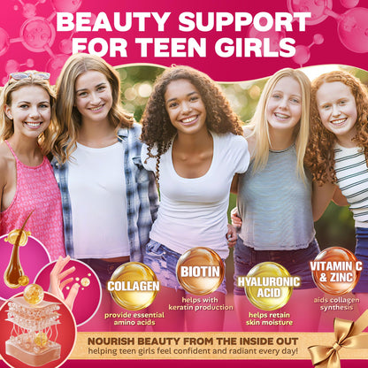 Methylated Multivitamin Gummies for Teen Girls 12-17, Methylfolate, Iron, Collagen, D3 K2, Magnesium, Zinc, Daily Vitamins A C E, B Complex for Teenager Growth, Skin, Bone, Energy - Sugar Free, 60 Cts - PrimeBioHealth - canada supplements