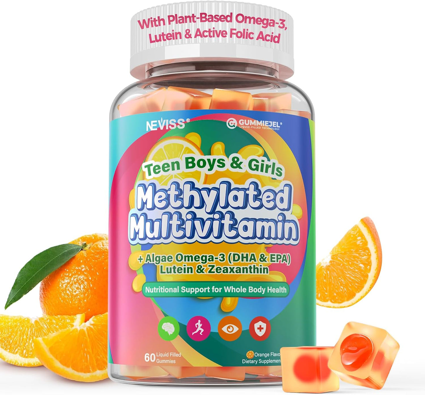 Methylated Multivitamin Gummies for Teens & Kids with Methylfolate, Methyl B12 & Omega3, Teen Vitamins for Boys & Girls 10-19 with Multi-Minerals for Teenager Focus, Energy, Growth, Skin, Eyes, Immune - PrimeBioHealth - canada supplements