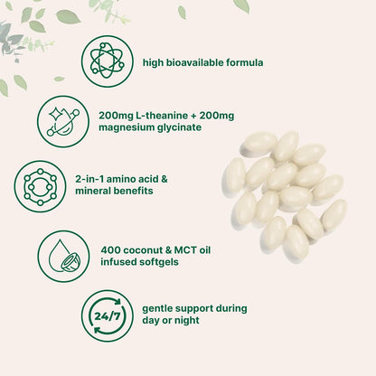 Micro Ingredients 8-in-1 Multi Collagen Capsules & L-Theanine 200mg with Magnesium Glycinate Softgels | Grass-Fed Collagen Peptides | Amino Acid & Mineral Complex Bundle 2 Pack - PrimeBioHealth - canada supplements