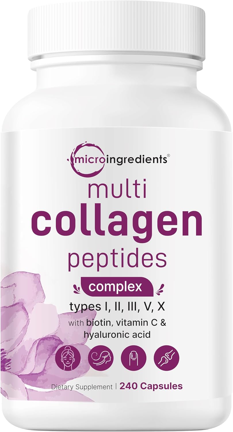 Micro Ingredients 8-in-1 Multi Collagen Capsules & L-Theanine 200mg with Magnesium Glycinate Softgels | Grass-Fed Collagen Peptides | Amino Acid & Mineral Complex Bundle 2 Pack - PrimeBioHealth - canada supplements