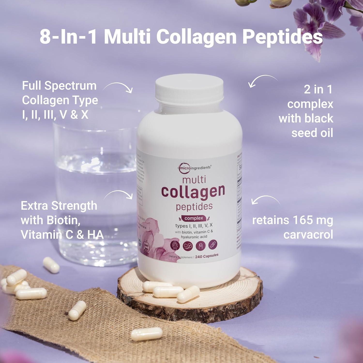 Micro Ingredients 8-in-1 Multi Collagen Pills & Mega Probiotics 200 Billion CFU Veggie Capsules | 2 Pack Bundle | Hydrolyzed Peptides + Hyaluronic Acid & Vitamin C | 40 Strains + Inulin & Bromelain - PrimeBioHealth - canada supplements