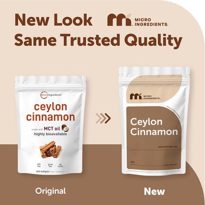 Micro Ingredients Ceylon Cinnamon, 300 Softgels | Cinnamon Supplements with MCT Oil | Non-GMO, Gluten Free - PrimeBioHealth - canada supplements