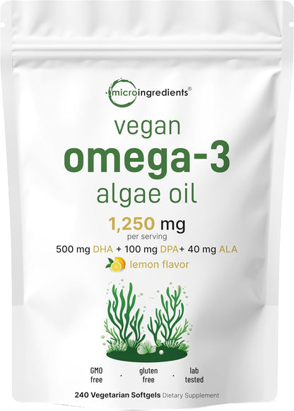 Micro Ingredients Multi Collagen Complex & Vegan Omega 3 Algae Oil Supplement Bundle 2 Pack | Grass-Fed Collagen Peptides | Omega-3 Full Spectrum Alternative to Fish Oil - PrimeBioHealth - canada supplements