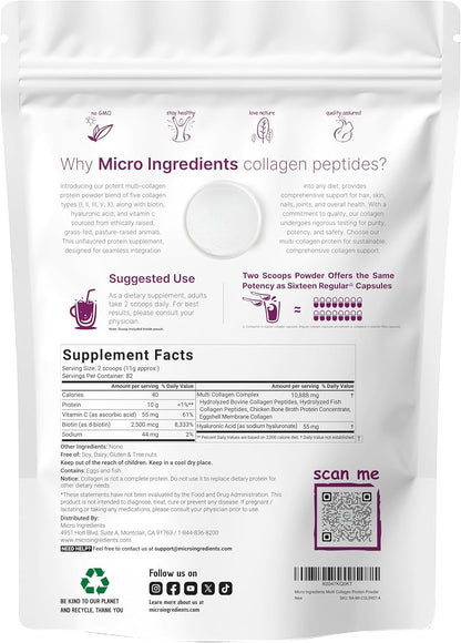 Micro Ingredients Multi Collagen Protein Powder 2 Pounds & Instant Colostrum Powder Bundle 2 Pack | Grass-Fed Collagen Peptides | Premium Bovine Mother’s First Milk - PrimeBioHealth - canada supplements
