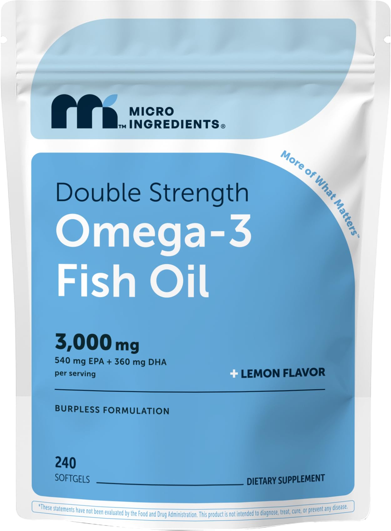 Micro Ingredients Omega 3 Fish Oil Supplements 3,000mg Per Serving, 240 Softgels | Lemon Flavored – Burpless | EPA 540mg + DHA 360mg | Deep Sea Fish - PrimeBioHealth - canada supplements