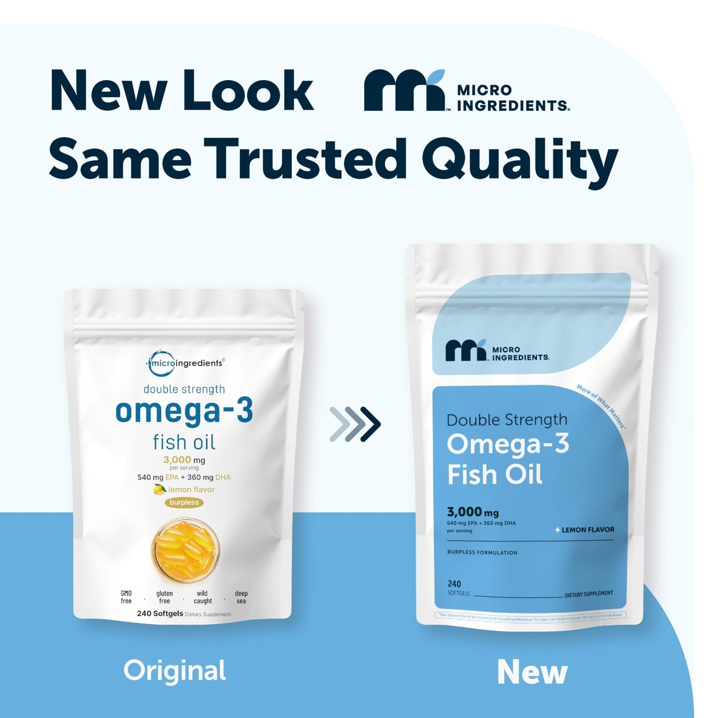 Micro Ingredients Omega 3 Fish Oil Supplements 3,000mg Per Serving, 240 Softgels | Lemon Flavored – Burpless | EPA 540mg + DHA 360mg | Deep Sea Fish - PrimeBioHealth - canada supplements