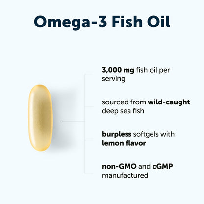 Micro Ingredients Omega 3 Fish Oil Supplements 3,000mg Per Serving, 240 Softgels | Lemon Flavored – Burpless | EPA 540mg + DHA 360mg | Deep Sea Fish - PrimeBioHealth - canada supplements