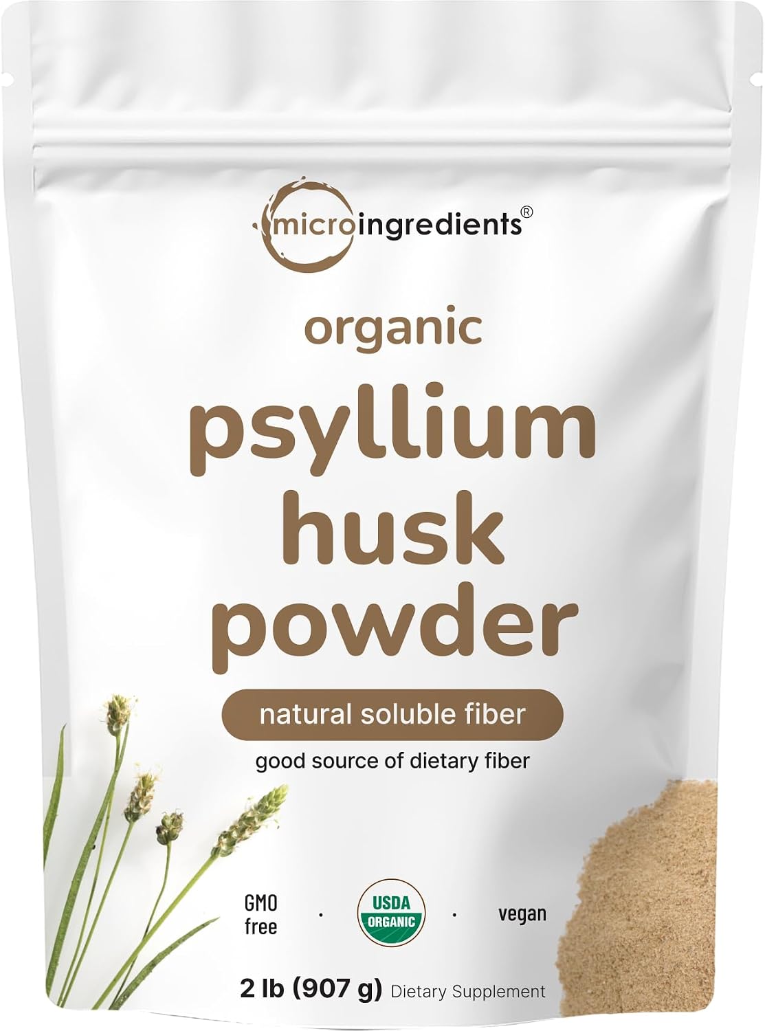 Micro Ingredients Organic Psyllium Husk Powder, 2lbs (32oz) | Daily Soluble Fiber Supplement | India Origin | Non-GMO, Keto Friendly, Vegan - PrimeBioHealth - canada supplements