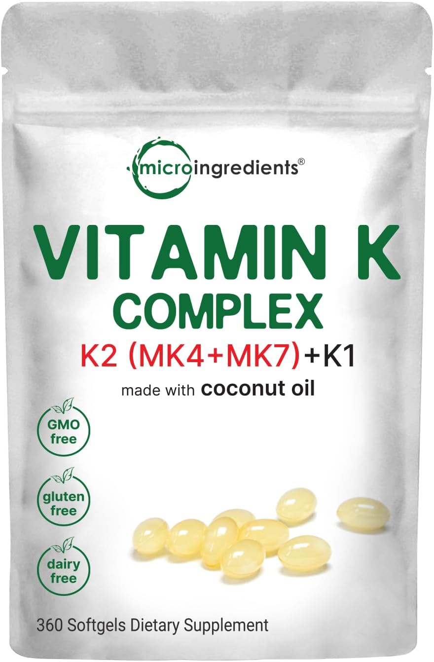 Micro Ingredients Super Vitamin K Complex (K2 MK7 + MK4 & K1) & Vitamin D3 5,000 IU Bundle Pack | Easily Absorbed K Vitamins, Active Menaquinone Complex | Vitamin D as Cholecalciferol - PrimeBioHealth - canada supplements