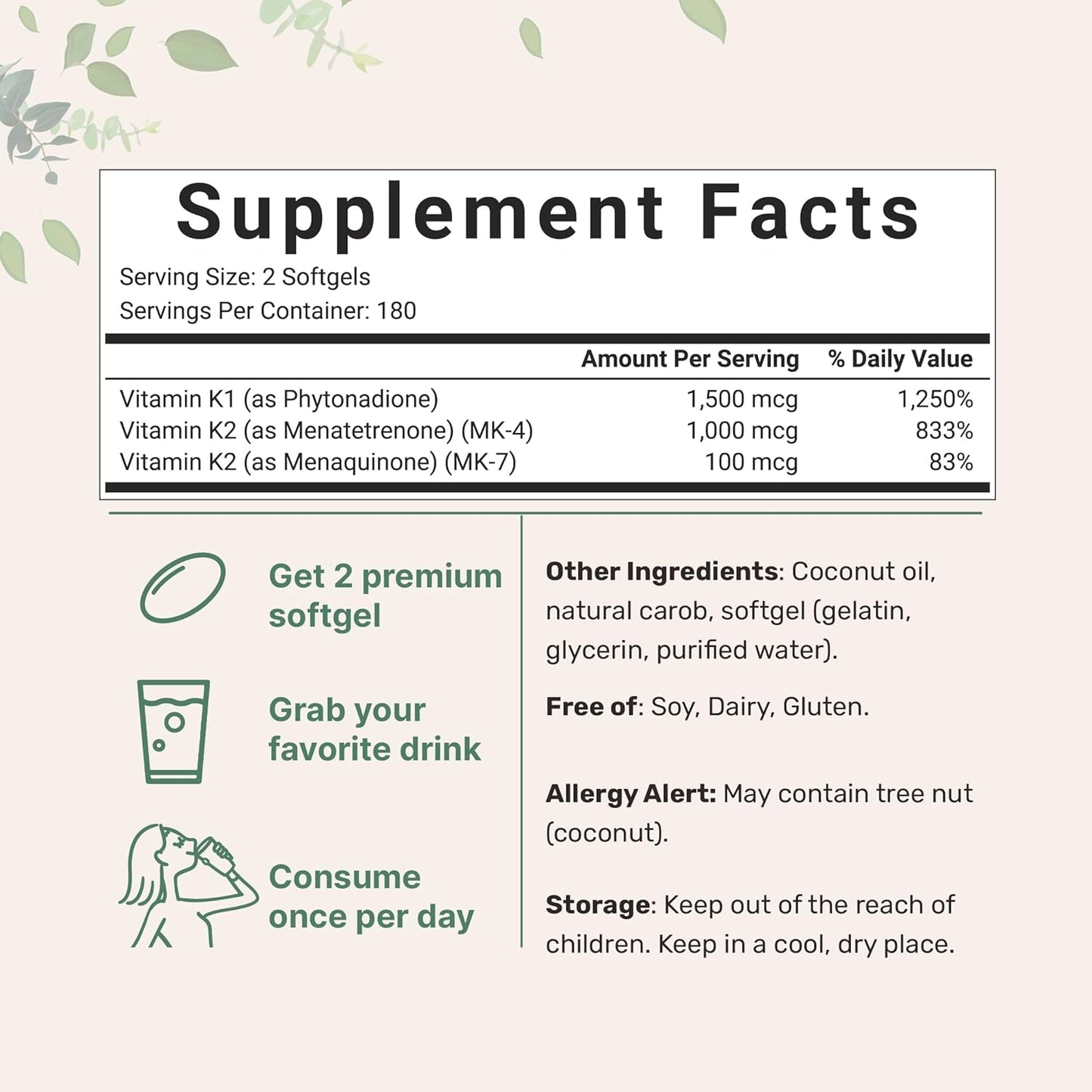 Micro Ingredients Super Vitamin K Complex (K2 MK7 + MK4 & K1) & Vitamin D3 5,000 IU Bundle Pack | Easily Absorbed K Vitamins, Active Menaquinone Complex | Vitamin D as Cholecalciferol - PrimeBioHealth - canada supplements